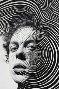 Mann im Paranoia-Wirbel, minimalistische Zeichnungsskizze von F. Abderrahim