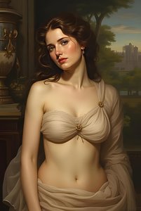 Ganzer Körper schönes Profil Frau in der Liebe, Fantasy, Surrealismus Malerei, Wanddekoration druckt von F. Abderrahim