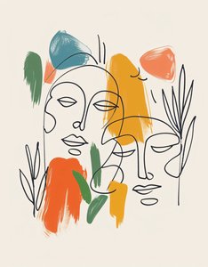 Minimalistische Boho-Windring Ein-Linien-Skizze, Mid-Century Modern von F. Abderrahim