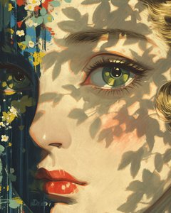 Sonnenlicht Magus, ein Fornasetti-Traum, Nahaufnahme eines Mädchens von F. Abderrahim