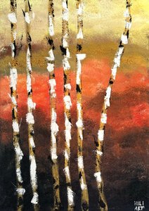Birken in Rot