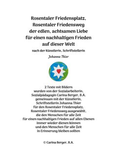 Rosentaler Friedensplatz, Rosentaler Friedensweg - 2 Texte mit Bildern
