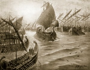 Cimon übernimmt das Kommando über die griechische Flotte, Illustration aus 