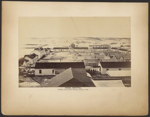 Sickel Hospital, Blick Richtung Fairfax Seminary, 5. Januar 1864 von A.J. Russell