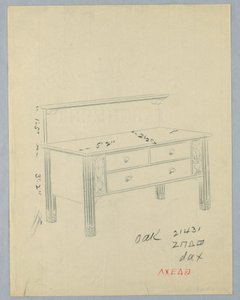 Entwurf für ein rechteckiges Sideboard mit Blumenvasen von A.N. Davenport Co.