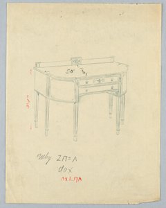Entwurf für ein Sideboard mit neoklassizistischen Vasenmotiven von A.N. Davenport Co.