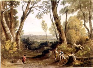 Hereford, von Dynedor Hill, graviert von Theodore H. A. Fielding (1781-1851), veröffentlicht in 