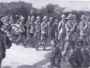 Begräbnis mit militärischen Ehren eines Buren-Gefangenen in Simonstown, aus After Pretoria: Der Guerillakrieg veröffentlicht von Harmsworth Bros Limited, 1901