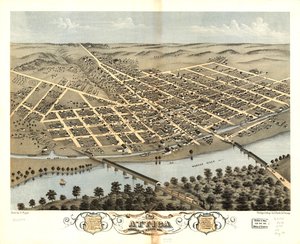 Vogelperspektive der Stadt Attica, Fountain County, Indiana 1869