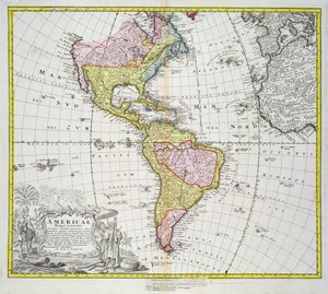 Karte von Amerika, veröffentlicht von Homann, 1746