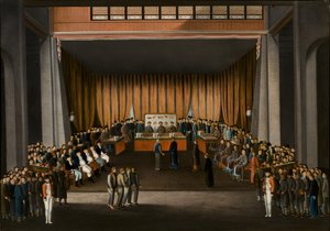 Chinesisches Gericht im Saal der britischen Fabrik in Kanton, 9. April 1807, ca. 1810 von A. Roland Knight