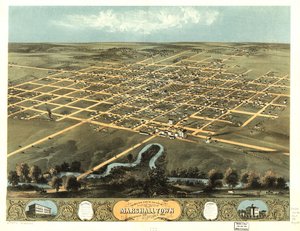 Vogelperspektive der Stadt Marshalltown, Marshall Co., Iowa 1868 von A. Ruger