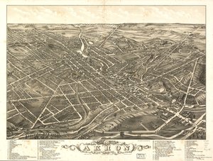 Panoramablick auf die Stadt Akron, Summit County, Ohio 1882 von A. Ruger Ruger