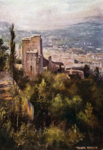 Die Alhambra, Die Zinnoberroten Türme von den Wällen