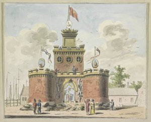 Allgemeine Bewaffnung, Dekoration auf dem Kadijksplein, 1795 (Zehn Platten der Dekorationen beim Allianzfest in Amsterdam 1795)