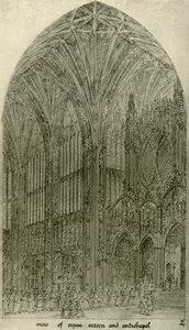 Architektonische Zeichnung: Ansicht der Orgelwand und Antikapelle, 1833-1834, 1906