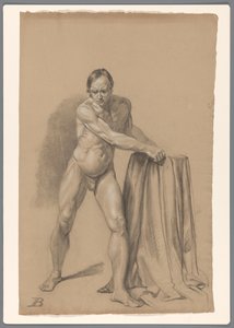 Stehender männlicher Akt, von vorne gesehen von A. Waterloo (attributed to)