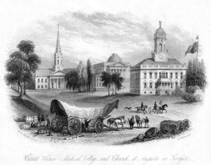 Gerichtsgebäude, Medizinische Hochschule und Kirche, Augusta, Georgia, USA, 19. Jahrhundert von A. Willmore