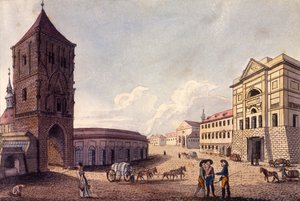 Pulverturm und Hybern-Zollhaus, Prag, ca. 1810 von A. and Berka, Johann Gustav