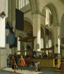 Innenraum der Oude Kerk, Delft, mit einem Prediger von A. and Streeck, H. van Storck