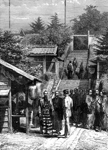 Wachen der Schweizer Gesandtschaft, Yedo Tokio, 19. Jahrhundert von A. de Neuville
