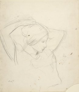 Mädchen, das ihr Haar richtet von Abbott Handerson Thayer