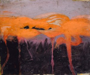 Rote Flamingos, Studie für das Buch Concealing Coloration in the Animal Kingdom, ca. 1905-1909 von Abbott Handerson Thayer