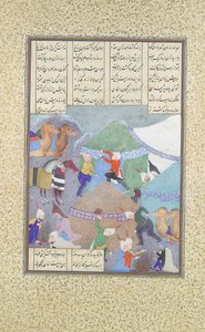 Isfandiyars sechster Kurs: Er kommt durch den Schnee, Folio 438r aus dem..., ca. 1525-30 von 