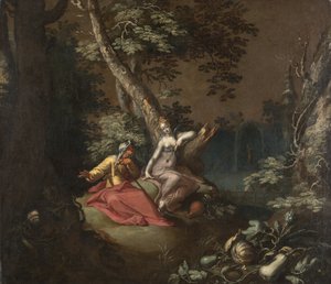 Landschaft mit Vertumnus und Pomona von Abraham Bloemaert