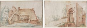 Bauernhaus (recto); Brücke und Tor (verso) von Abraham Bloemaert