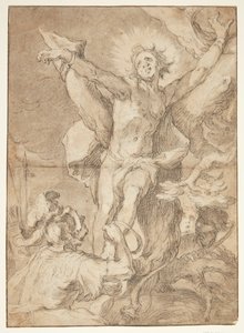 Der heilige Sebastian wird von einem römischen Soldaten an einen Baum gebunden von Abraham Bloemaert