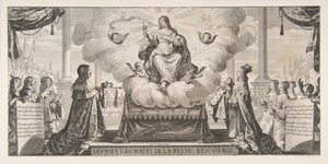 Almanach für 1639: Ludwig XIII. und Anna von Österreich vertrauen das Königreich und den Prinzen an..., 1639 von Abraham Bosse