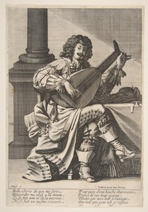 Mann singt und spielt Laute von Abraham Bosse