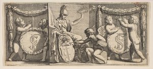 Minerva und die Waffen von François Sublet de Noyers, Mitte bis Ende 17. Jahrhundert von Abraham Bosse
