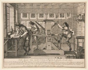 Die Drucker in ihrem Arbeitsraum, aus der Serie Künstler in ihren Ateliers von Abraham Bosse