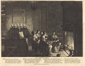 Die klugen Jungfrauen vor dem Feuer