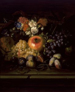 Stillleben mit Blumen und Früchten