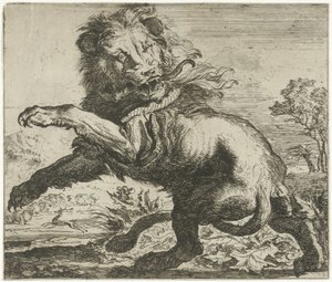 Löwe und Schlange im Kampf von Abraham Danielsz. Hondius