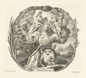 Allegorie auf die Geburt eines Kindes mit Juno und Überfluss