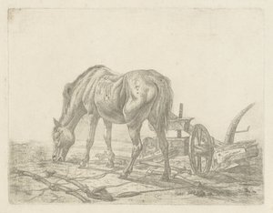 Ausgespanntes Pferd bei einem Pflug von Abraham Hendrik Winter