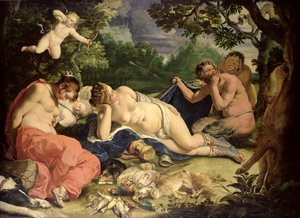 Diana und schlafende Nymphen, besucht von Satyrn von Abraham Janssens van Nuyssen