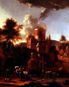 Italienische Landschaft mit Ruinen