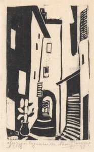 Straßenszene mit Treppe in Cagnes-sur-Mer von Abraham Johannes Jansma (signed by artist)