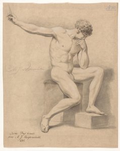 Sitzender männlicher Akt, von vorne gesehen (3. Preis 1805)