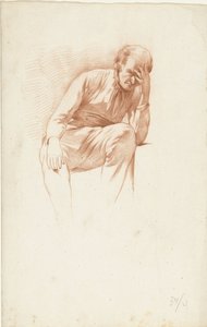 Sitzender alter Mann, die Hand am Gesicht von Abraham Johannes Ruytenschildt
