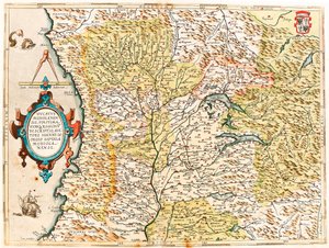 Ducatus Mediolanensis, Finitimarumq Regionu Descriptio Auctore Iooanne Georgio Septala Mediolanense Geographische Karte des Herzogtums Mailand aus „Theatrum Orbis Terrarum“ von Abraham Ortelius von Abraham Ortelius