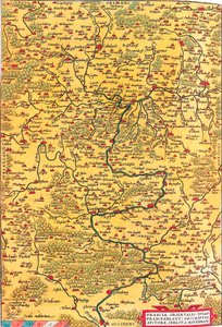 Franciae Orientalis (Vulgo/Franckenlant) Descriptio, Auctore, Sebast. A. Rotenhan Geographische Karte des Gebiets von Franken in Deutschland mit der Stadt Frankfurt (auch die Stadt Karlstadt..) aus „Theatrum Orbis Terrarum“ von Abraham Ortelius (Oer von Abraham Ortelius
