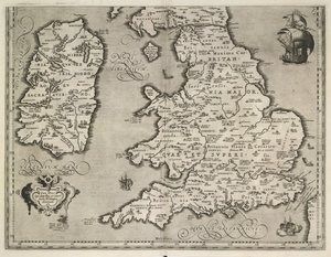 Karte von England, Wales und Irland, Theatrum Orbis Terrarum von Abraham Ortelius von Abraham Ortelius