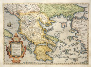 Karte von Griechenland, aus Theatrum Orbis Terrarum von Abraham Ortelius