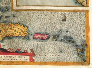 Karte der Insel Hispaniola, Santo Domingo, Puerto Rico und Teil der Antillen von Abraham Ortelius von Abraham Ortelius